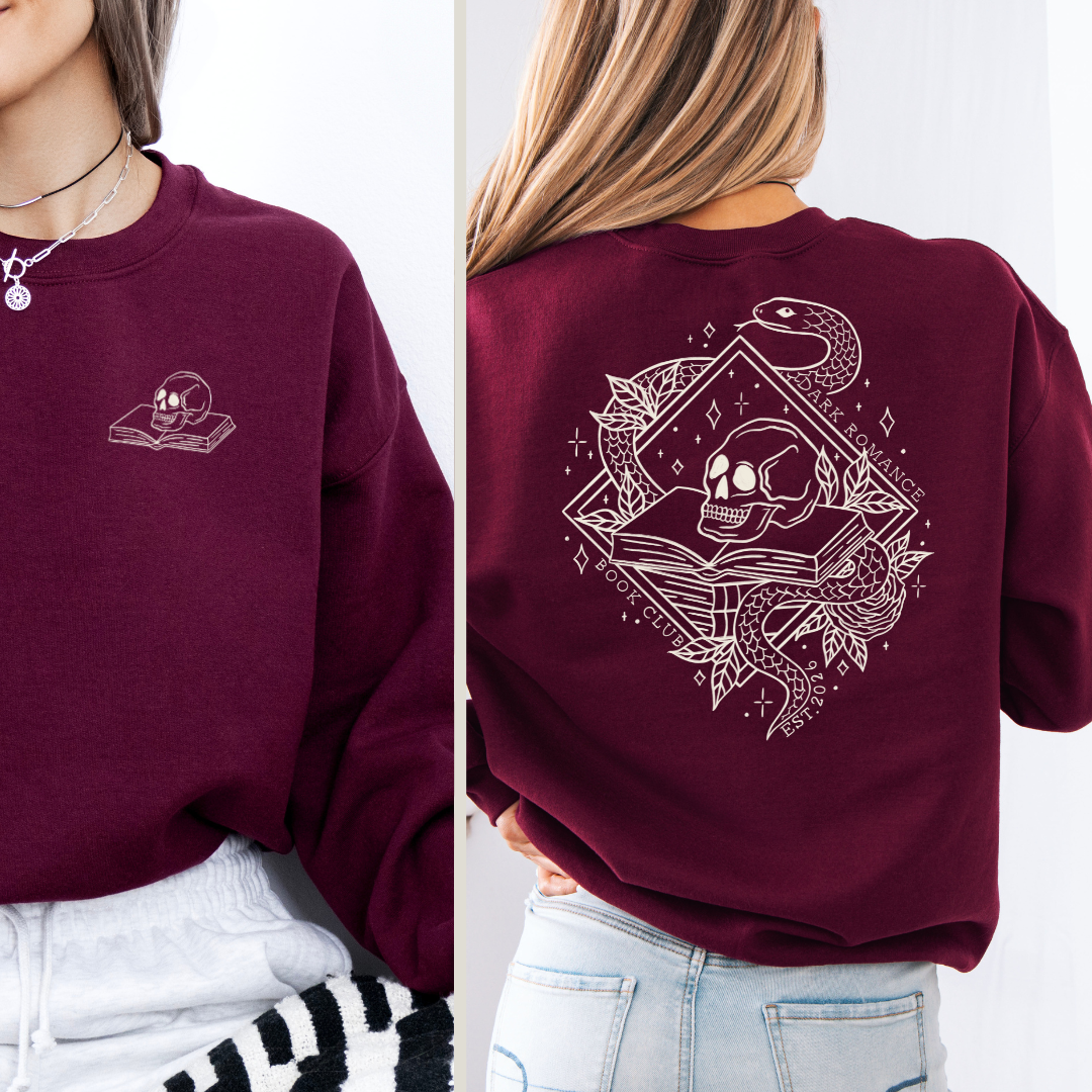 Dark Romance Sweatshirt in Rot. Buch Merch Pullover für Dark Romance Leser. 