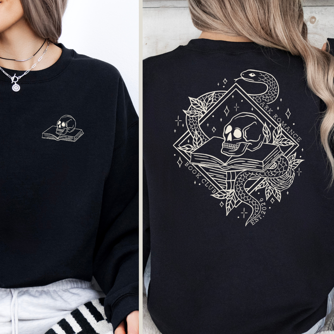 Dark Romance Sweatshirt in Schwarz. Buch Merch Pullover für Dark Romance Leser. 