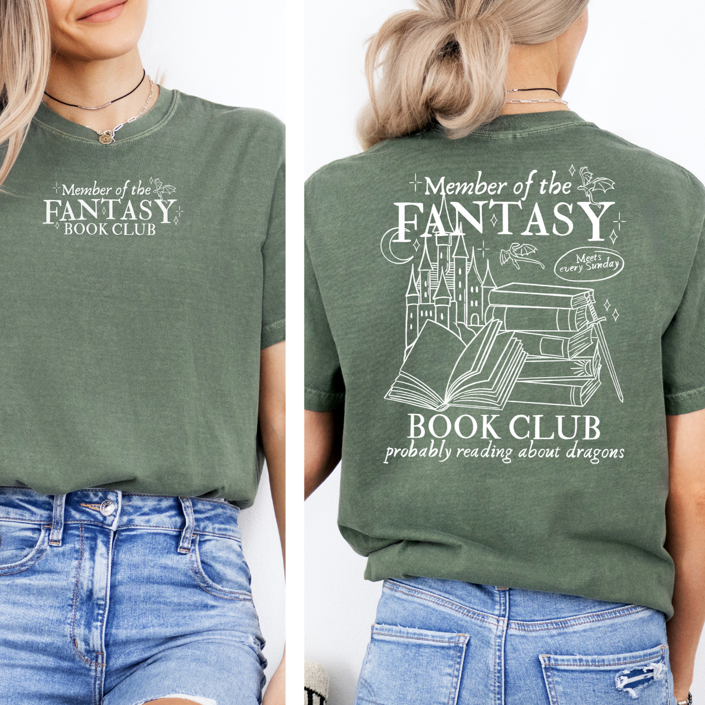 Premium T-Shirt | Fantasy Book Club | Druck I Rücken Print
