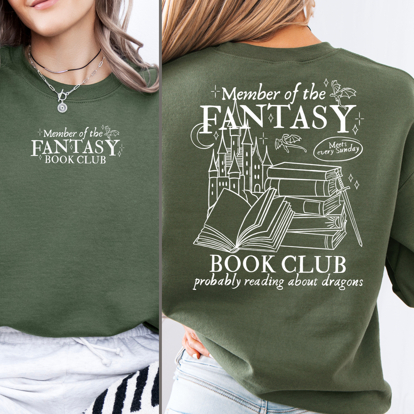 bookish merch sweatshirt fantasy rückenprint cozy vibes