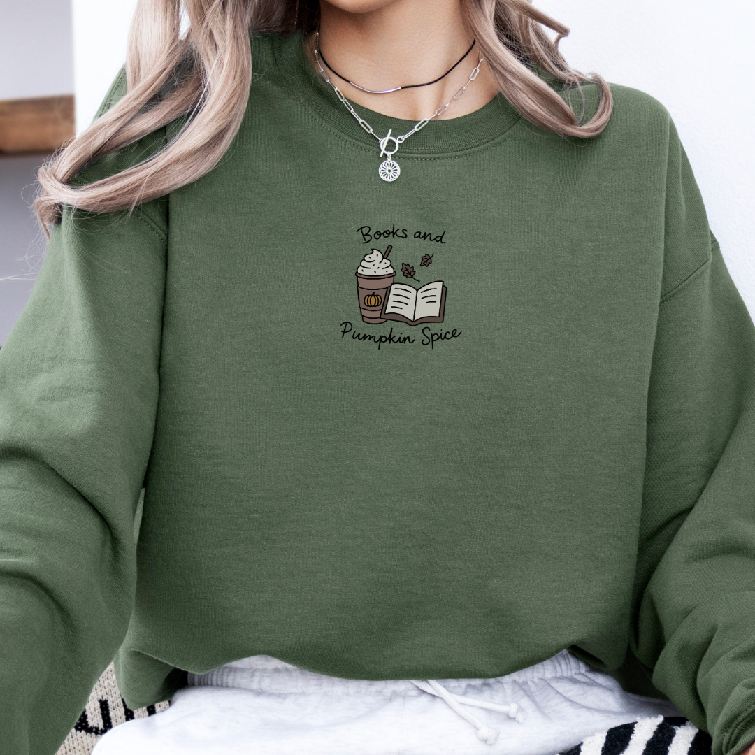 Bookish Sweatshirt - Books & Pumpkin Spice mit Stick
