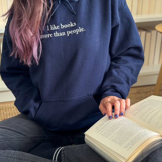 Hoodie | I like books more than people | bestickt | Bookish Hoodie