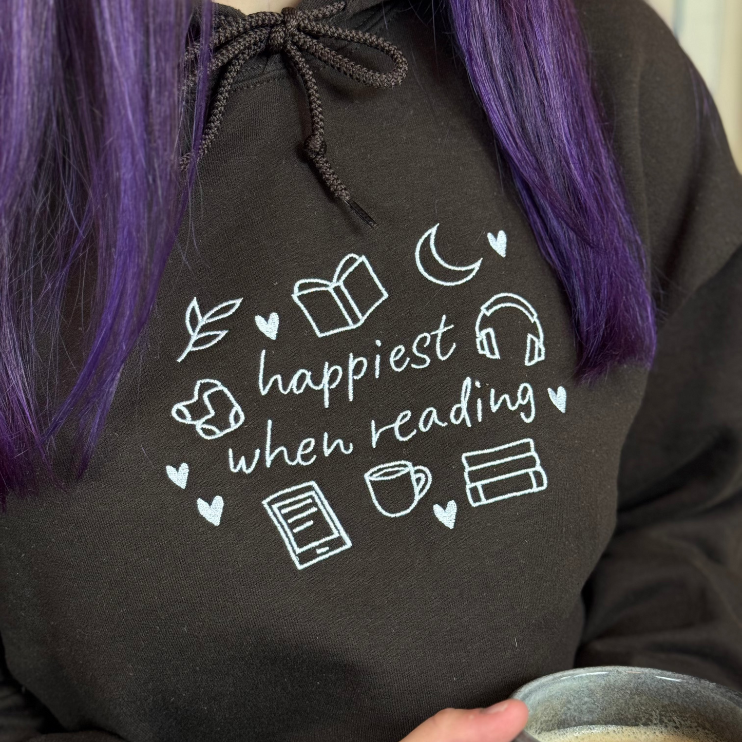 Hoodie | Happiest when reading | bestickt | Bookish Hoodie