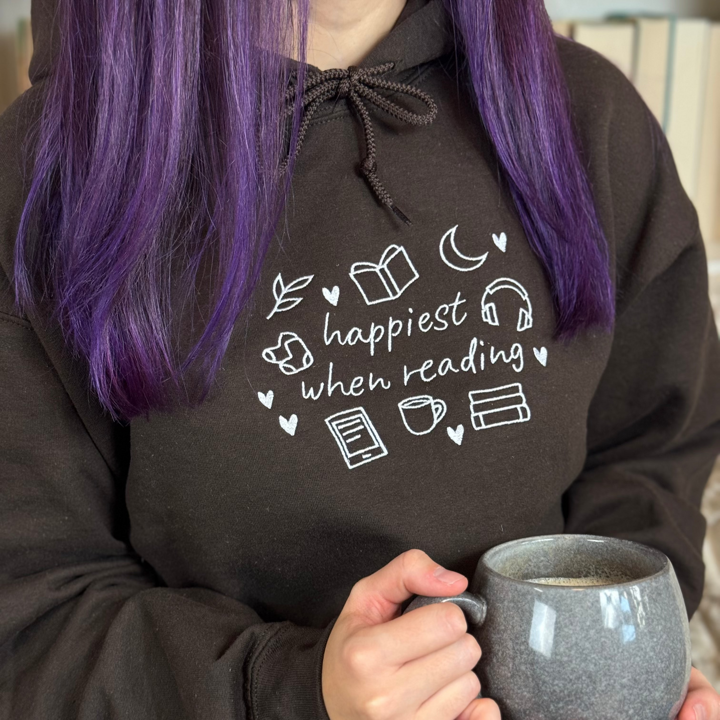 Hoodie | Happiest when reading | bestickt | Bookish Hoodie