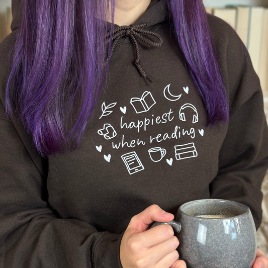 Hoodie | Happiest when reading | bestickt | Bookish Hoodie