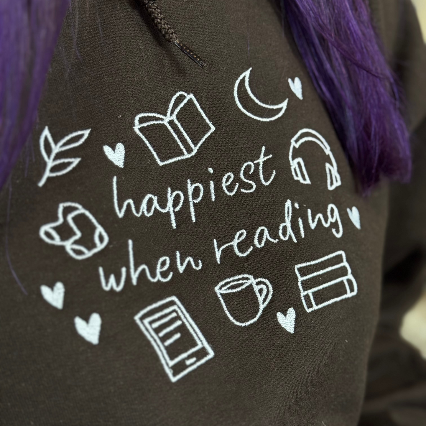 Hoodie | Happiest when reading | bestickt | Bookish Hoodie