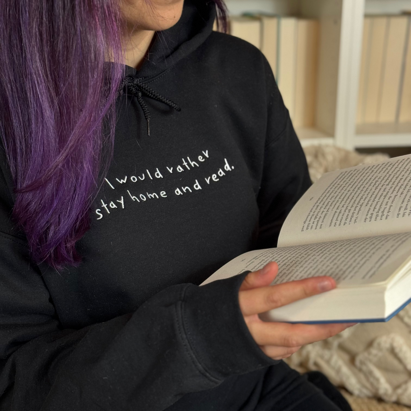 Hoodie | Rather stay home | bestickt | Bookish Hoodie