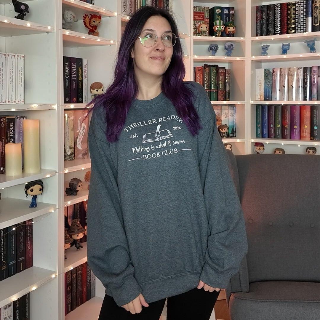 Bookish Sweatshirt Thriller Geschenkidee Stickerei
