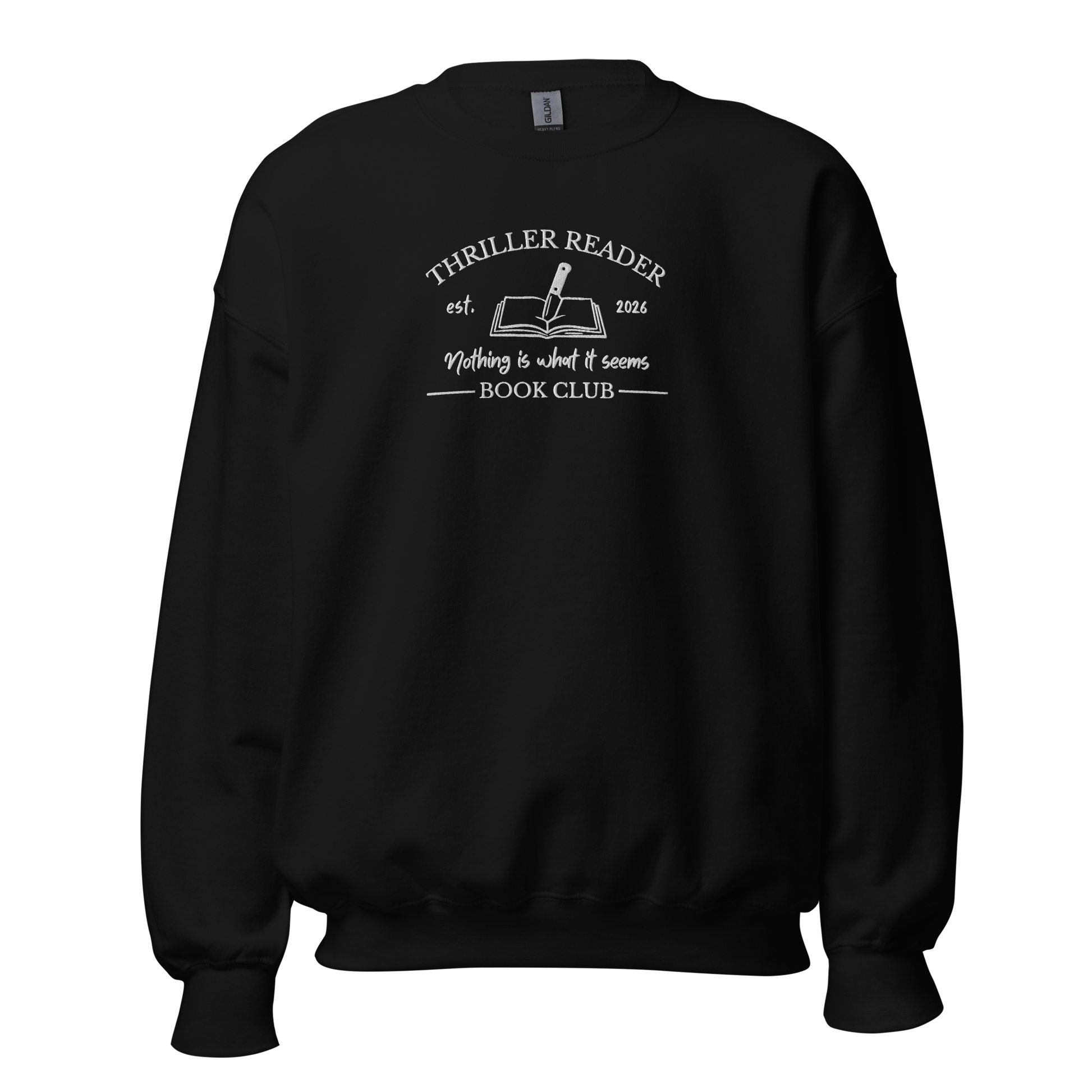 Thriller Book Club Sweatshirt bestickt schwarz Bookish Merch