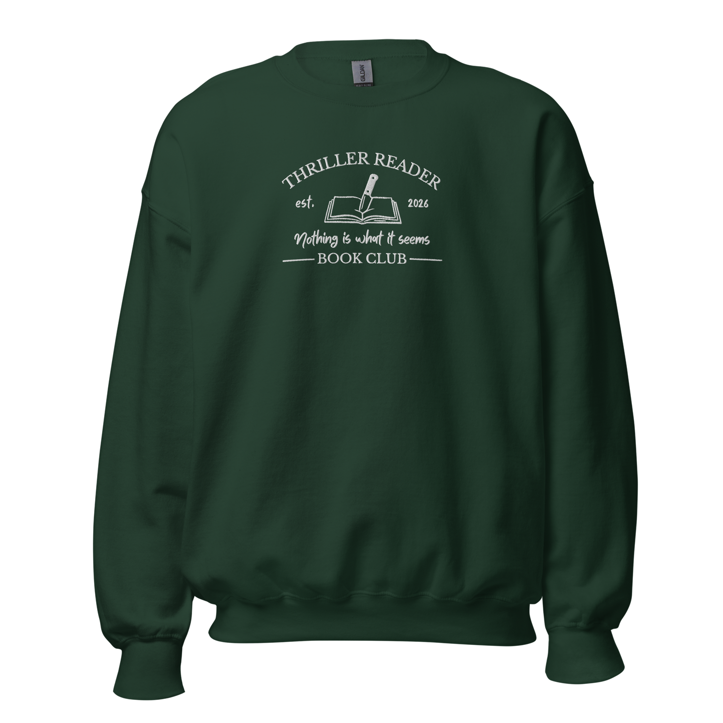 Thriller Book Club Sweatshirt bestickt grün Bookish Merch