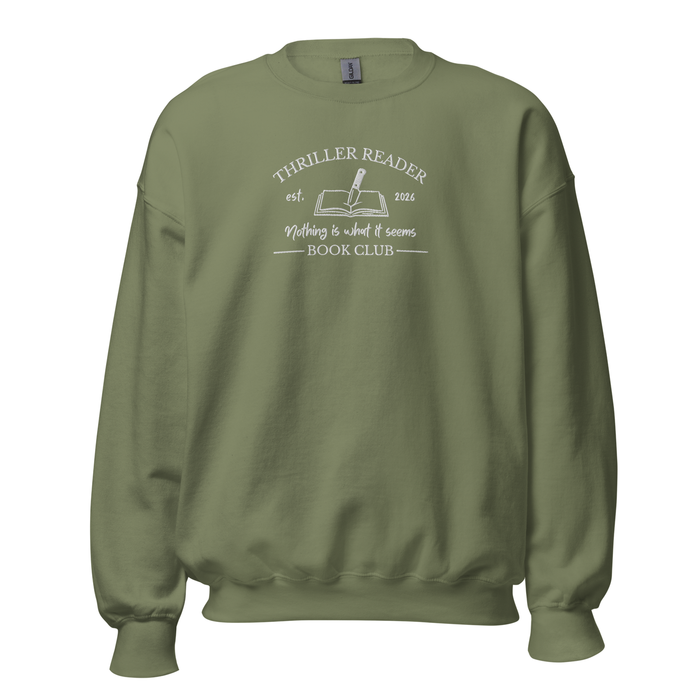 Thriller Book Club Sweatshirt bestickt grün Bookish Merch
