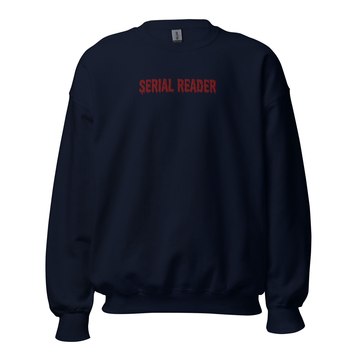Serial Reader Sweatshirt bestickt blau Thriller Merch
