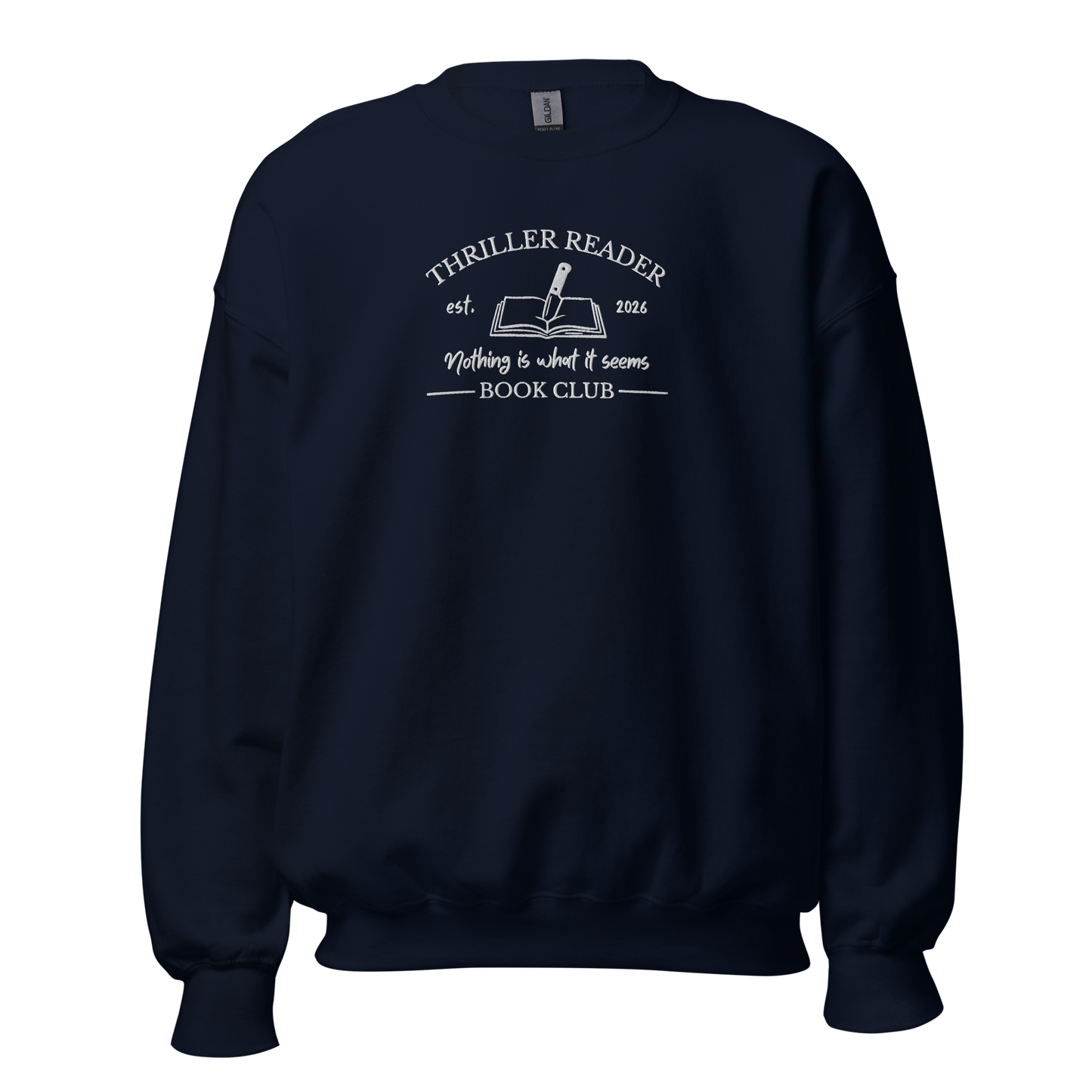 Thriller Book Club Sweatshirt bestickt blau Bookish Merch