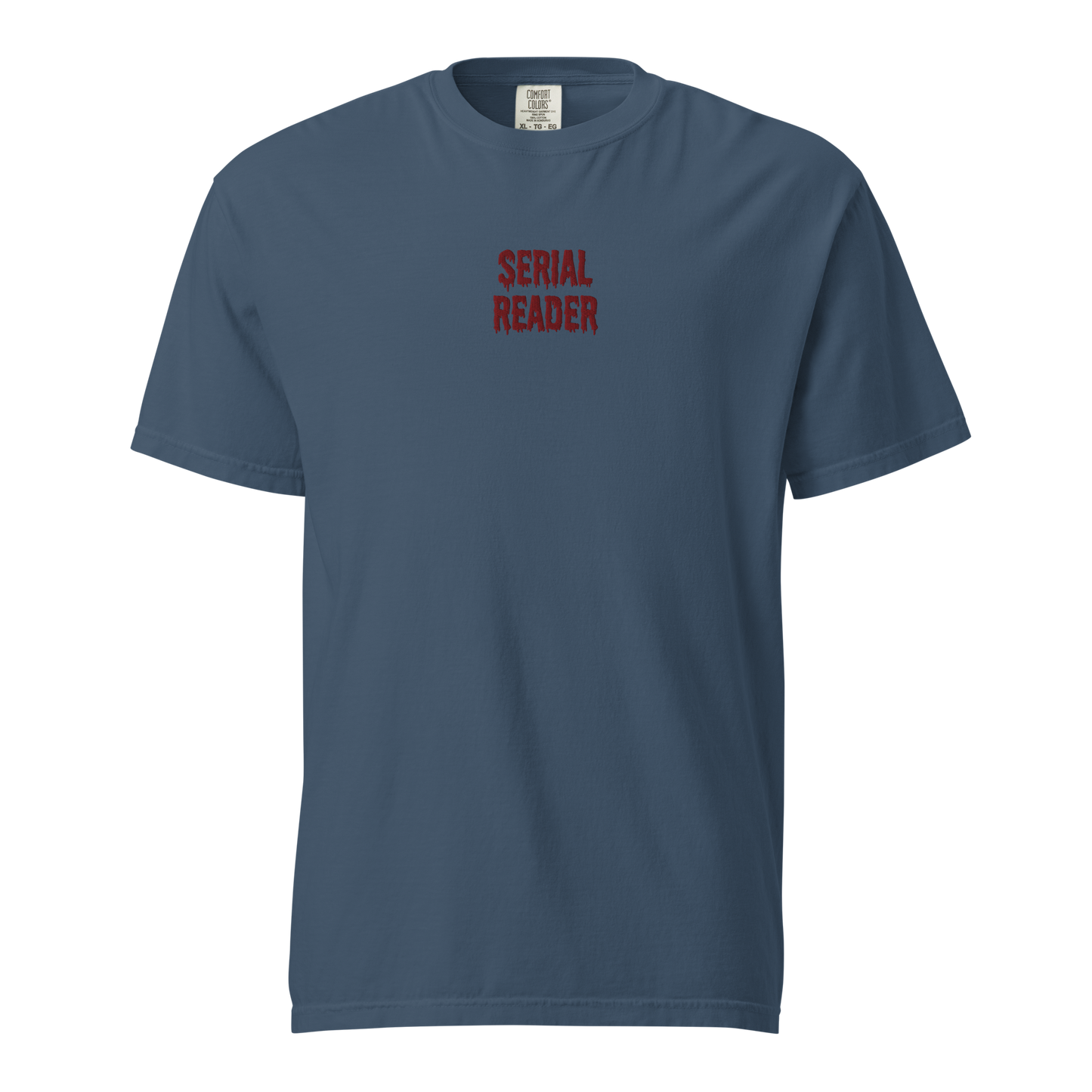 Serial Reader T-Shirt bestickt blau
