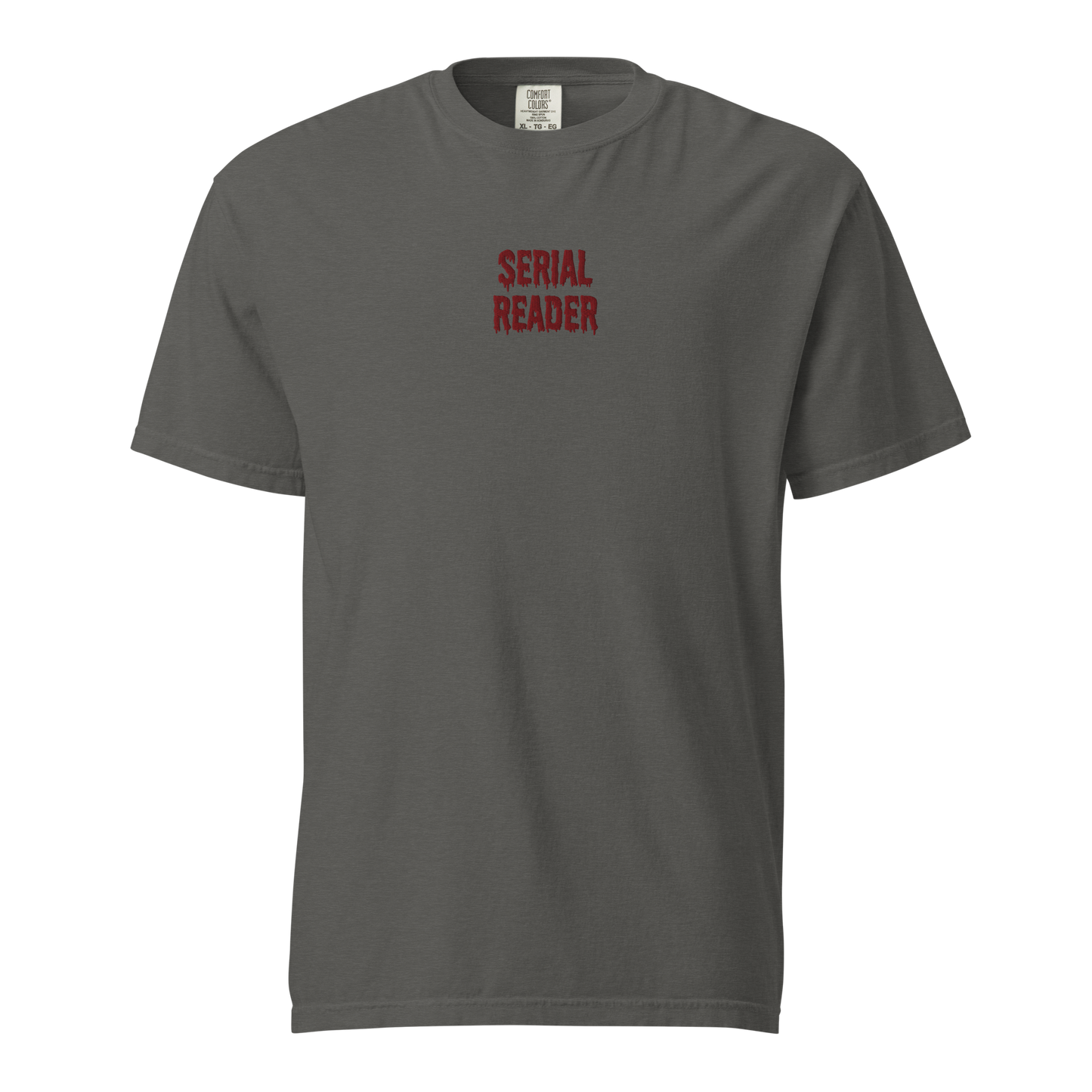 Serial Reader T-Shirt bestickt grau