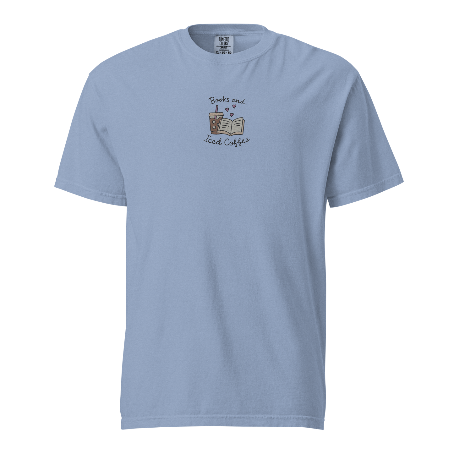 Books and Iced Coffe Shirt blue