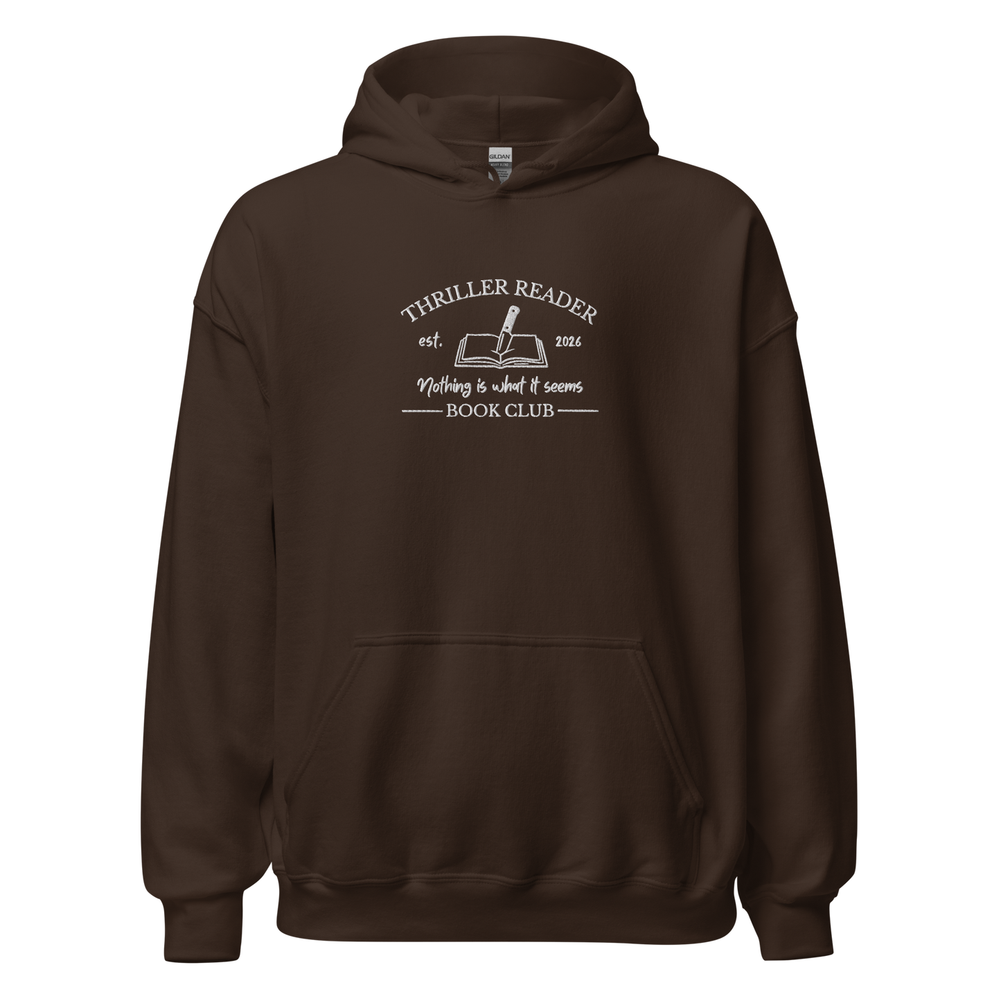 Thriller Book Club Hoodie bestickt braun Bookish Merch