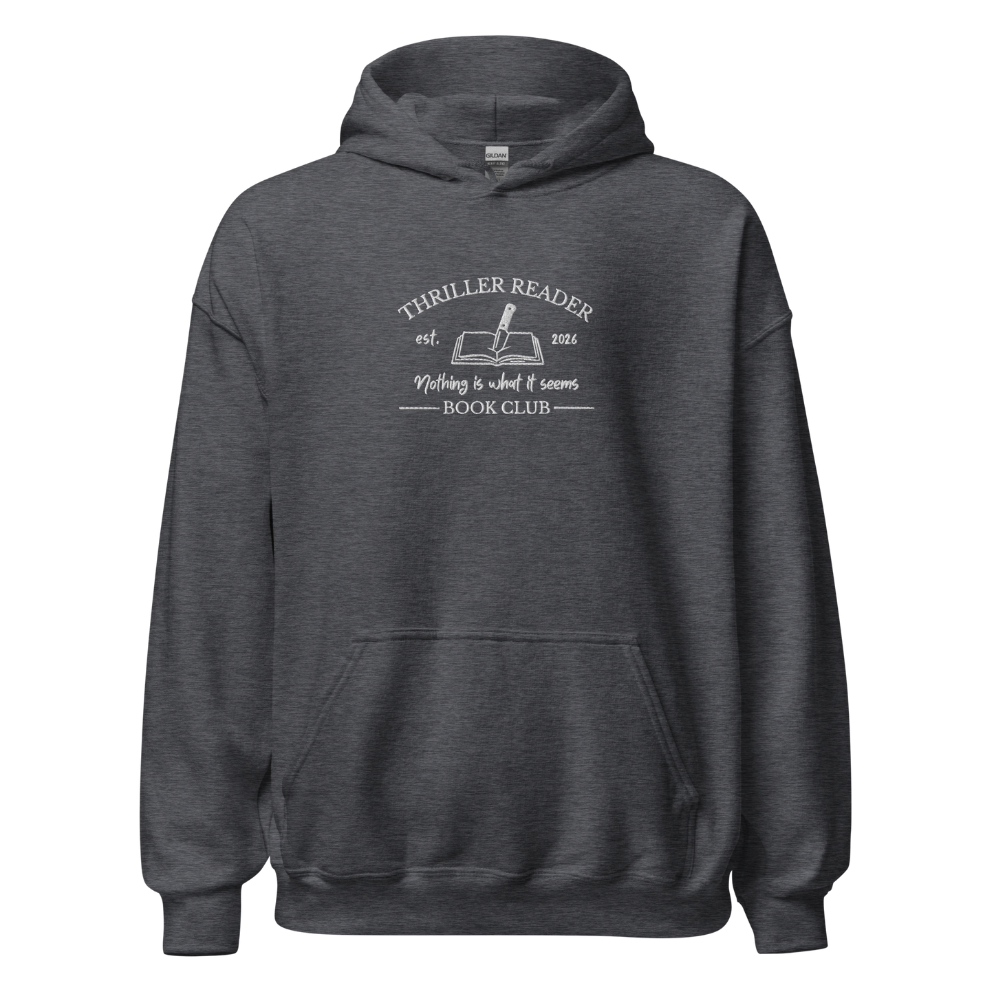 Thriller Book Club Hoodie bestickt grau Bookish Merch