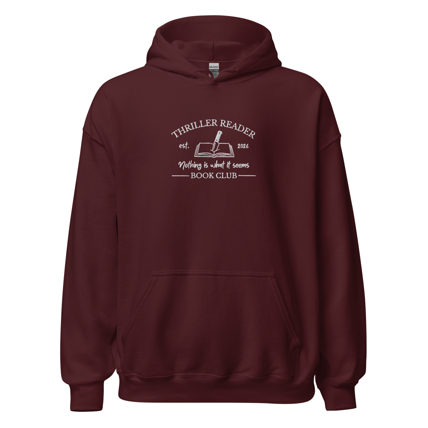 Thriller Book Club Hoodie bestickt rot Bookish Merch