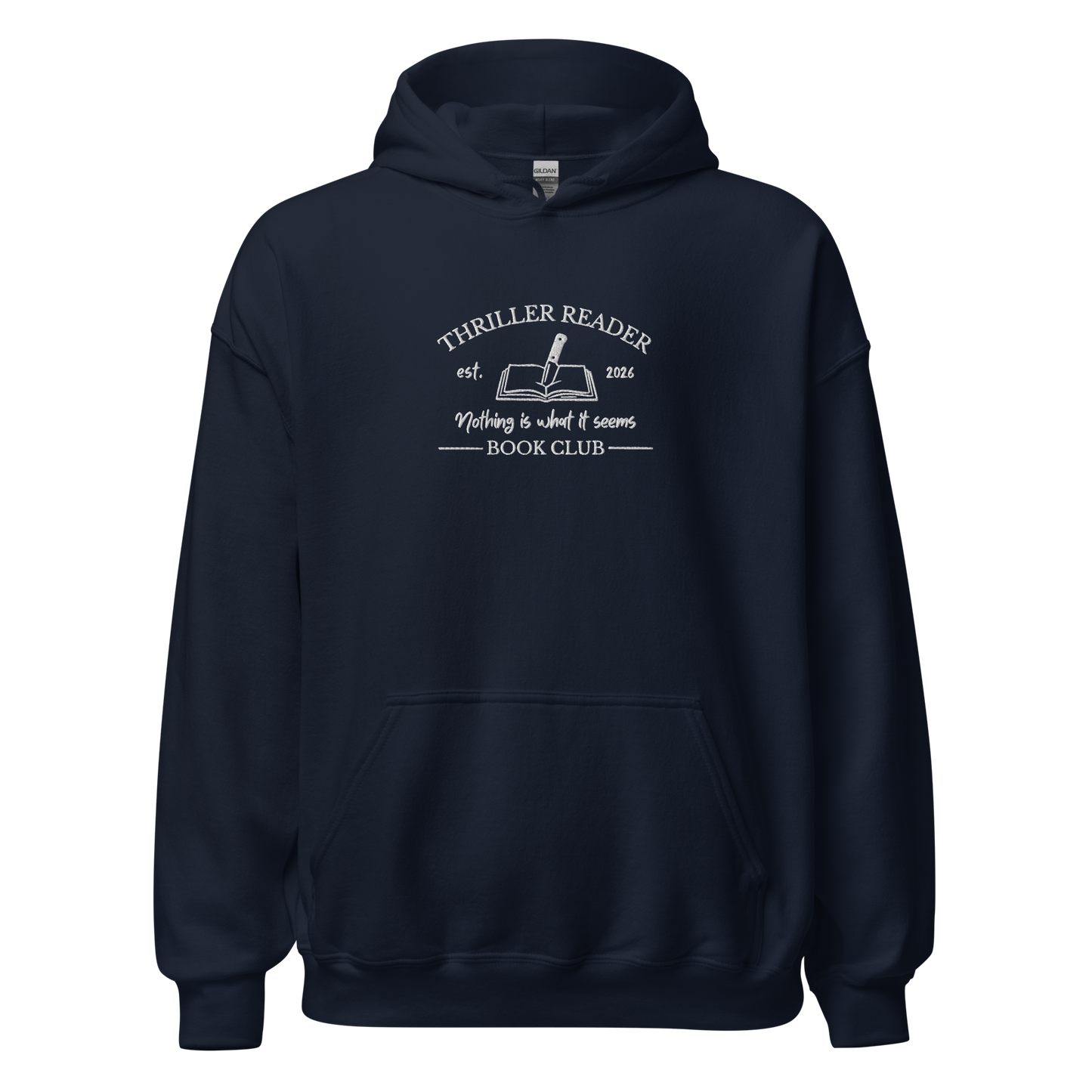 Thriller Book Club Hoodie bestickt blau Bookish Merch